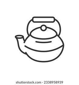 Tea kettle, linear icon. Line with editable stroke