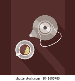 tea kettle pot green black background vector icon