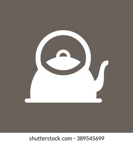 Tea Kettle or Tea Pot Icon on Dark Gray Color. Eps-10.