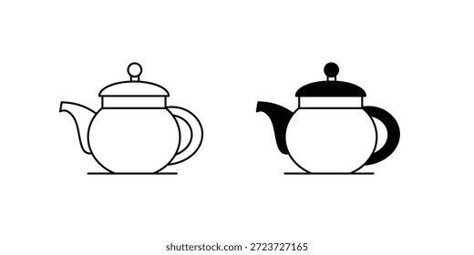 Icono del sistema de la caldera del té con el Vector del fondo blanco