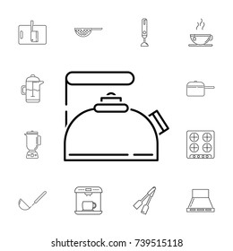 Tea kettle. Set of kitchen icons on white background