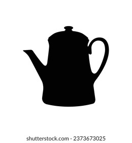 Tea Kettle Silhouette. Black and White Icon Design Elements on Isolated White Background