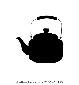 Tea kettle silhouette isolated on white background. Tea kettle icon vector illustration.