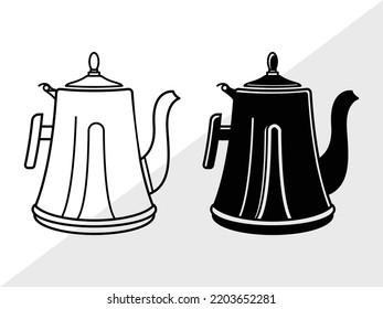 Tea Kettle SVG Printable Vector Illustration