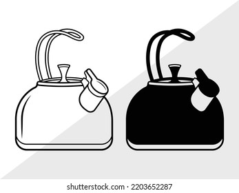 Tea Kettle SVG Printable Vector Illustration