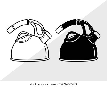 Tea Kettle SVG Printable Vector Illustration