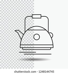 Tea, kettle, teapot, camping, pot Line Icon on Transparent Background. Black Icon Vector Illustration