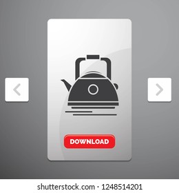 Tea, kettle, teapot, camping, pot Glyph Icon in Carousal Pagination Slider Design & Red Download Button