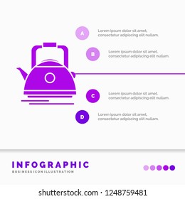 Tea, kettle, teapot, camping, pot Infographics Template for Website and Presentation. GLyph Purple icon infographic style vector illustration.