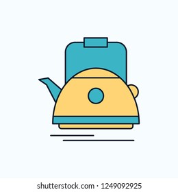 Tea, kettle, teapot, camping, pot Flat Icon. green and Yellow sign and symbols for website and Mobile appliation. vector illustration