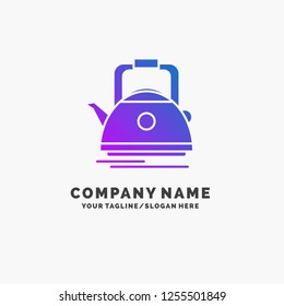 Tea, kettle, teapot, camping, pot Purple Business Logo Template. Place for Tagline.