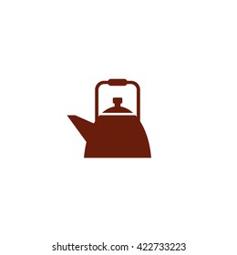 Tea kettle, teapot. Vector icon brown
