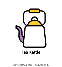 Tea Kettle  vector Filled outline Design illustration. Symbol on White background EPS 10 File 