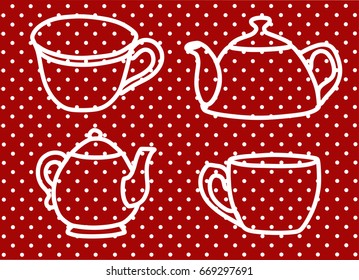 Tea kettles and cups