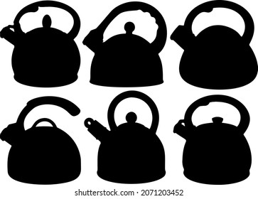 Tea kettles included. Vector image.