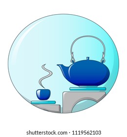 Tea in kitchen icon. Cartoon of tea in kitchen vector icon for web design isolated on white background
