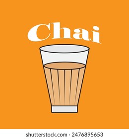 Té también conocido chai, Anuncio de fondo de té, Ilustración vectorial de comida callejera india. Ilustración de alimentos y bebidas