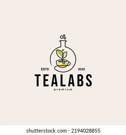 Tea lab laboratory cafe logo illustration icon vector