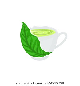tea leaf and cup icon green tea cup without background