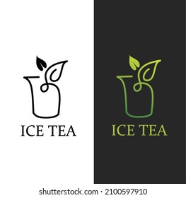 tea leaf and cup logo illustration. suitable for beverage business logos, healthy herbs and so on