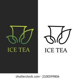 tea leaf and cup logo illustration. suitable for beverage business logos, healthy herbs and so on