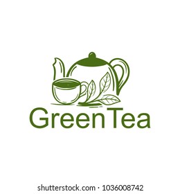 hoja de té con plantilla de logotipo de taza