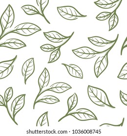 tea leaf with cup seamless pattern