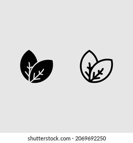 tea leaf fill and outline icon set isolated vector illustration