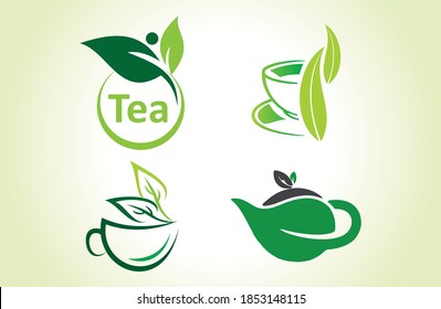 Tea, Leaf and Food Logo Design Template. These logo icons incorporate with abstract shape in the creative way.
