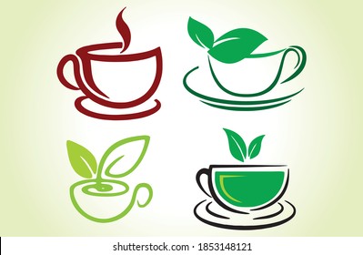 Tea, Leaf and Food Logo Design Template. These logo icons incorporate with abstract shape in the creative way.