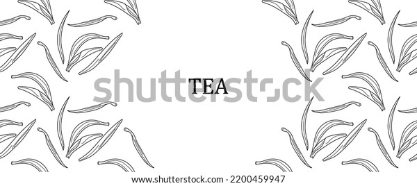 Tea Leaf Frame Linear Style Linear Stock Vector Royalty Free