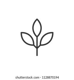 Tea leaf icon line style 