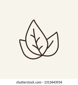 Tea leaf line icon. Leaves on white background. Food concept. Vector illustration can be used for topics like food, kitchen, cafe