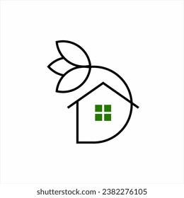 Tea leaf logo design with house symbol in letter D concept.