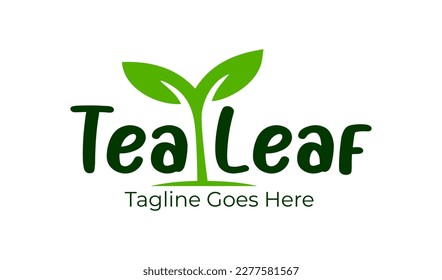 Tea Leaf Logo Design Template with tea icon. Perfect for business, company, restaurant, mobile, app, etc