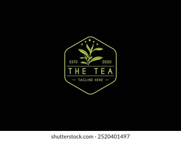 Tea leaf logo design template. Tea shop icon, tea store, packaging product logo vector illustration.