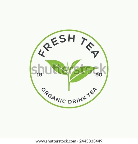 Tea leaf logo design template. Green tea logo. Vector illustration.