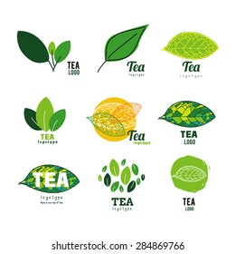 Tea leaf logo set illustration