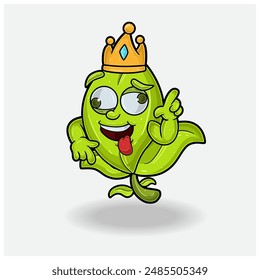 Tea Leaf  Mascot Character Cartoon With Crazy expression. For brand, label, packaging and product. Vector Illustration