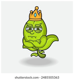 Tea Leaf  Mascot Character Cartoon With Jealous expression. For brand, label, packaging and product. Vector Illustration