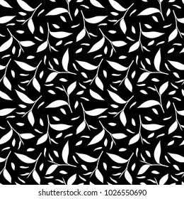 tea leaf monochrome seamless pattern vector background