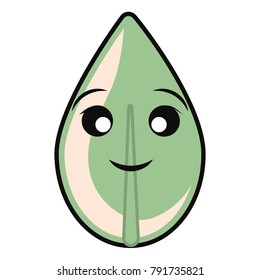 Tea leaf plant smiling cartoon