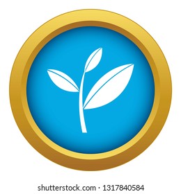 Tea leaf sprout icon blue vector isolated on white background for any design