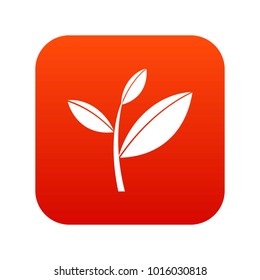 Tea leaf sprout icon digital red for any design isolated on white vector illustration
