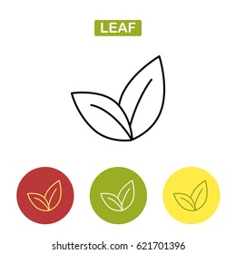 Tea leaf. Thin line leaf icon. Outline Logo illustration. Trendy vector Illustration isolated for graphic and web design.