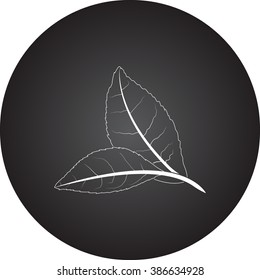 Tea leafs simple icon on round  background