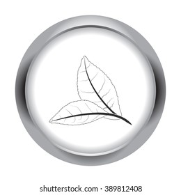 Tea leafs simple icon on round  background