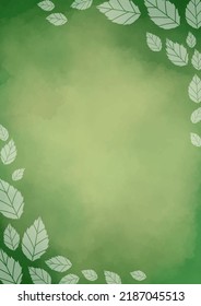 El té deja el cuadro vectorial sobre el fondo de la acuarela verde para la decoración sobre la naturaleza y el concepto de té.