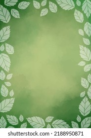 Tea leaves frame vector on green watercolor background for decoration on nature and tea concept.