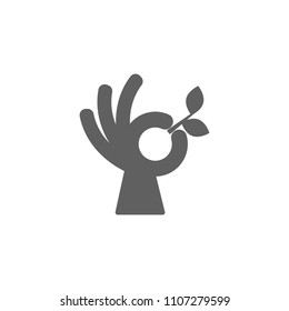 Tea leaves in hand icon vector in trendy flat style isolated on white background